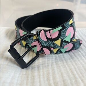 Retro 80s Colorful Geometric Women's Belt Leather